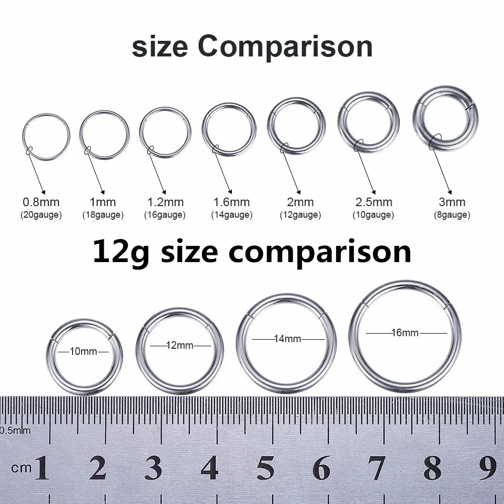 ORANGELOVE Hypoallergenic Nose Rings 20G 18G 16G 14G 12G 10G 8G 316l Surgical Steel Septum Jewelry Hinged Segment Ring Body Piercing Nose Hoop Lip Rings Nose Helix Cartilage Rook Earrings