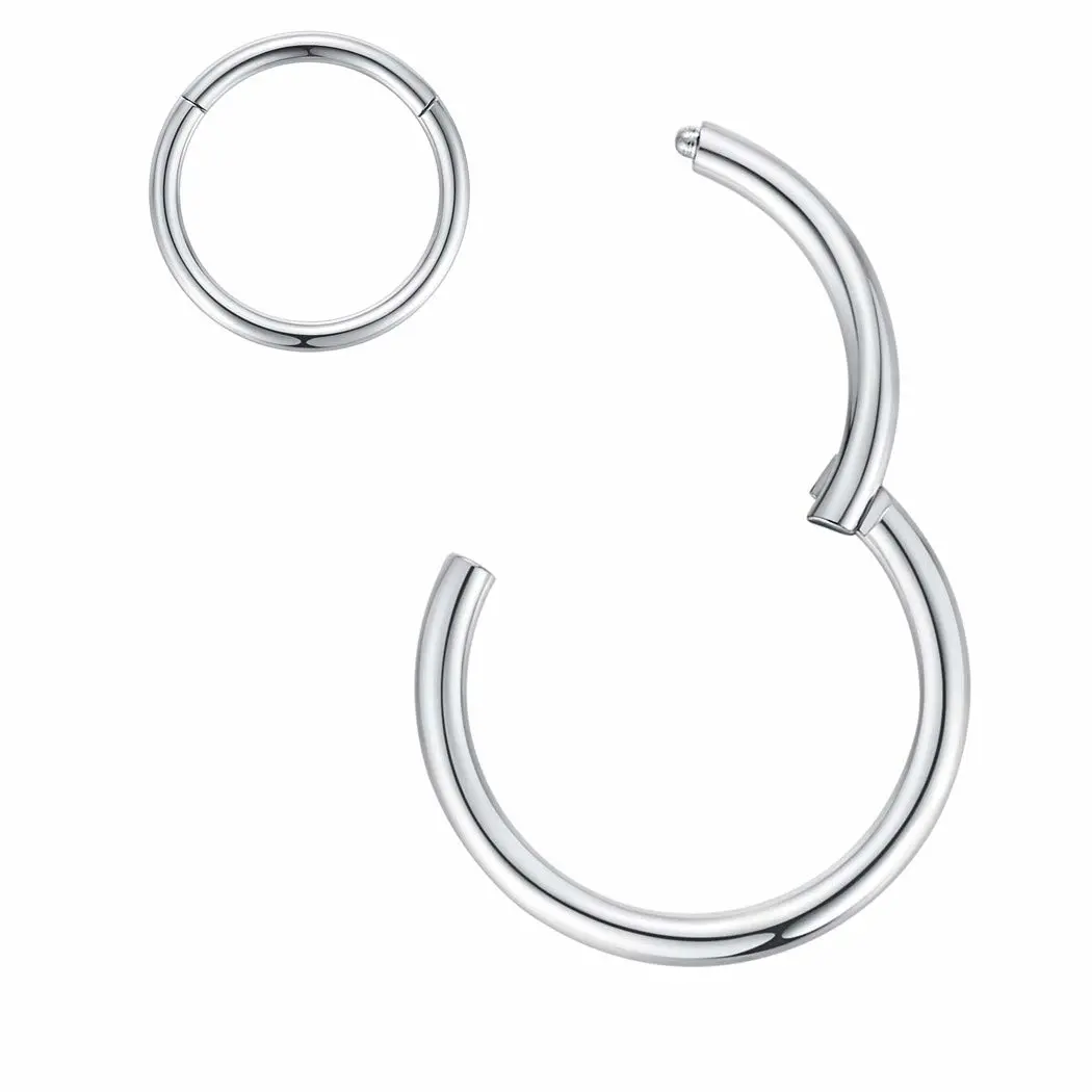 ORANGELOVE Hypoallergenic Nose Rings 20G 18G 16G 14G 12G 10G 8G 316l Surgical Steel Septum Jewelry Hinged Segment Ring Body Piercing Nose Hoop Lip Rings Nose Helix Cartilage Rook Earrings