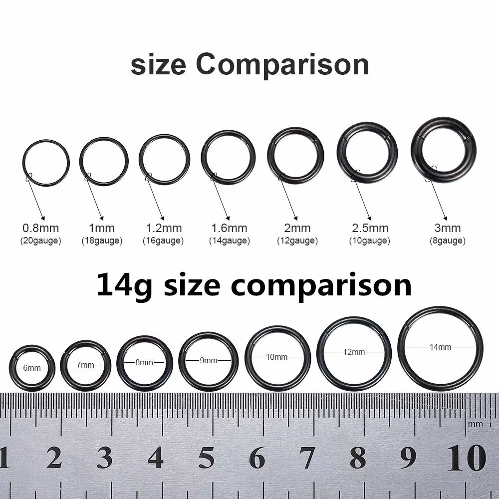 ORANGELOVE Hypoallergenic Nose Rings 20G 18G 16G 14G 12G 10G 8G 316l Surgical Steel Septum Jewelry Hinged Segment Ring Body Piercing Nose Hoop Lip Rings Nose Helix Cartilage Rook Earrings