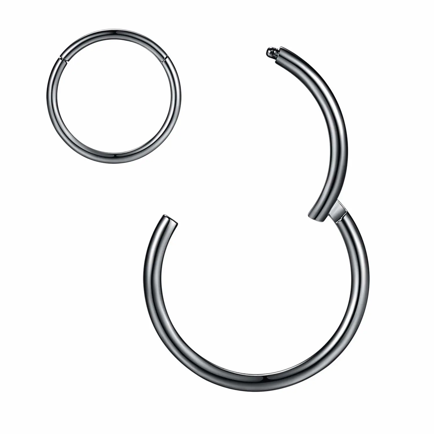 ORANGELOVE Hypoallergenic Nose Rings 20G 18G 16G 14G 12G 10G 8G 316l Surgical Steel Septum Jewelry Hinged Segment Ring Body Piercing Nose Hoop Lip Rings Nose Helix Cartilage Rook Earrings