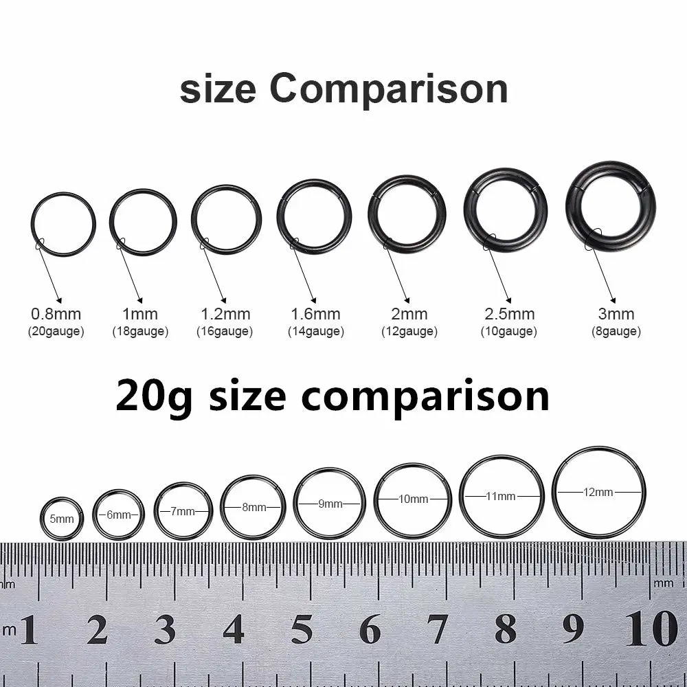 ORANGELOVE Hypoallergenic Nose Rings 20G 18G 16G 14G 12G 10G 8G 316l Surgical Steel Septum Jewelry Hinged Segment Ring Body Piercing Nose Hoop Lip Rings Nose Helix Cartilage Rook Earrings
