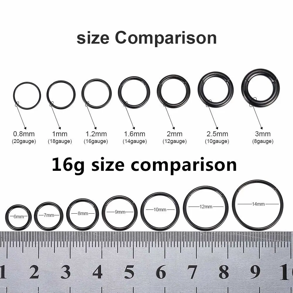 ORANGELOVE Hypoallergenic Nose Rings 20G 18G 16G 14G 12G 10G 8G 316l Surgical Steel Septum Jewelry Hinged Segment Ring Body Piercing Nose Hoop Lip Rings Nose Helix Cartilage Rook Earrings