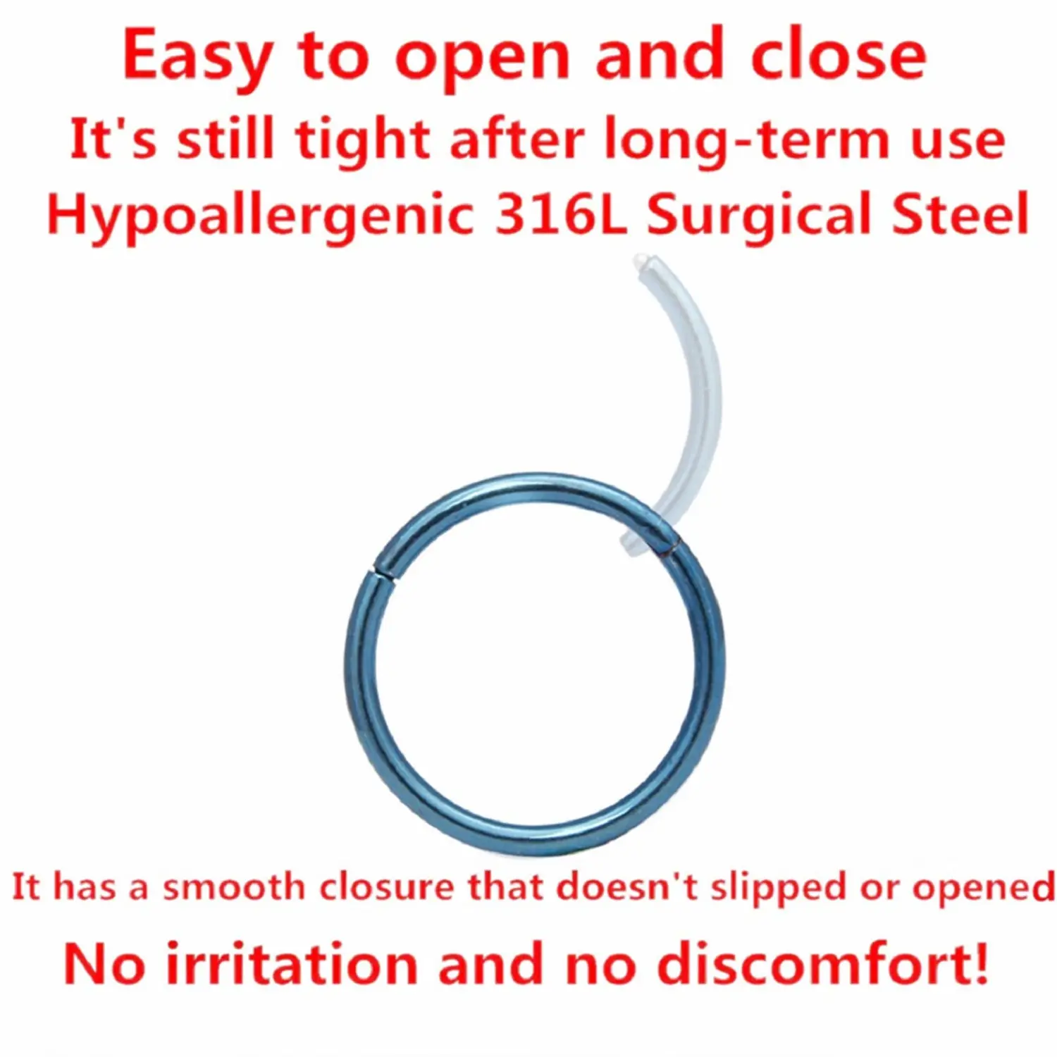 ORANGELOVE Hypoallergenic Nose Rings 20G 18G 16G 14G 12G 10G 8G 316l Surgical Steel Septum Jewelry Hinged Segment Ring Body Piercing Nose Hoop Lip Rings Nose Helix Cartilage Rook Earrings