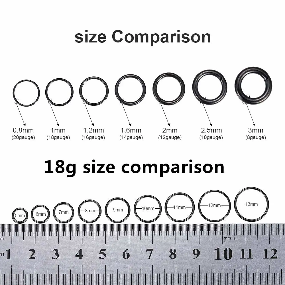 ORANGELOVE Hypoallergenic Nose Rings 20G 18G 16G 14G 12G 10G 8G 316l Surgical Steel Septum Jewelry Hinged Segment Ring Body Piercing Nose Hoop Lip Rings Nose Helix Cartilage Rook Earrings