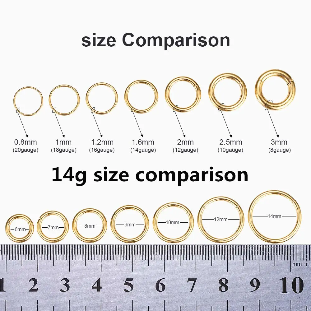 ORANGELOVE Hypoallergenic Nose Rings 20G 18G 16G 14G 12G 10G 8G 316l Surgical Steel Septum Jewelry Hinged Segment Ring Body Piercing Nose Hoop Lip Rings Nose Helix Cartilage Rook Earrings