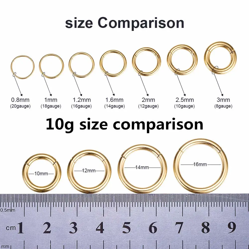 ORANGELOVE Hypoallergenic Nose Rings 20G 18G 16G 14G 12G 10G 8G 316l Surgical Steel Septum Jewelry Hinged Segment Ring Body Piercing Nose Hoop Lip Rings Nose Helix Cartilage Rook Earrings