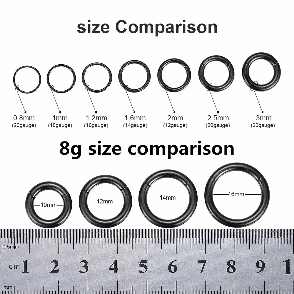 ORANGELOVE Hypoallergenic Nose Rings 20G 18G 16G 14G 12G 10G 8G 316l Surgical Steel Septum Jewelry Hinged Segment Ring Body Piercing Nose Hoop Lip Rings Nose Helix Cartilage Rook Earrings
