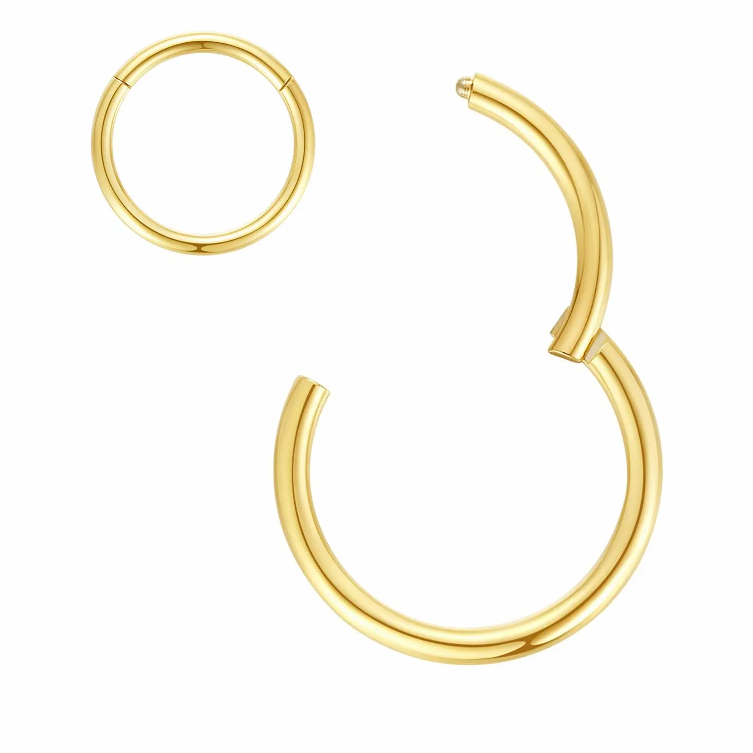 ORANGELOVE Hypoallergenic Nose Rings 20G 18G 16G 14G 12G 10G 8G 316l Surgical Steel Septum Jewelry Hinged Segment Ring Body Piercing Nose Hoop Lip Rings Nose Helix Cartilage Rook Earrings