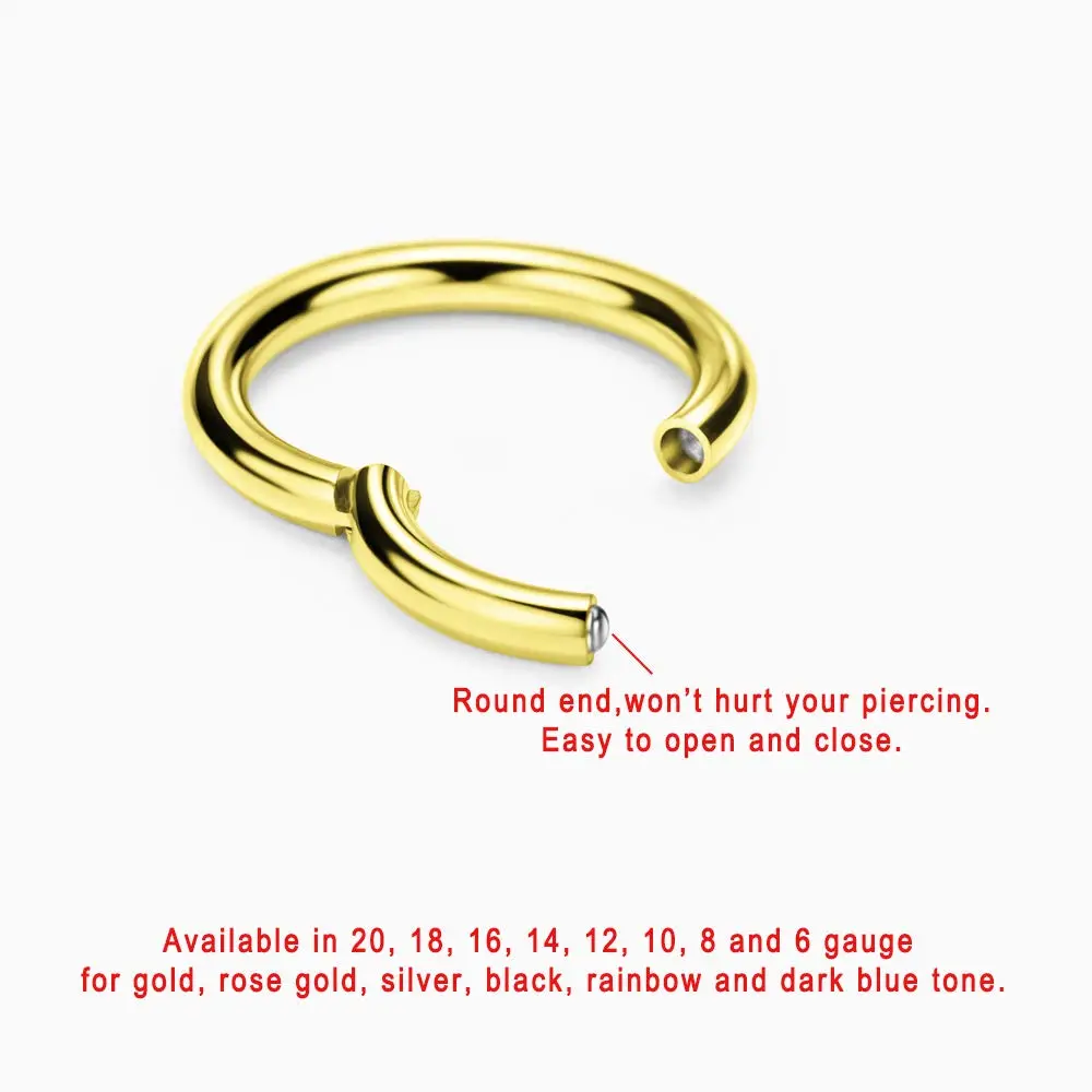 FANSING Men Women 316L Surgical Steel Hinged Nose Rings Hoop for Nostril Septum Cartilage Helix Daith Tragus Rook Conch Lip Ear Lobe Piercings