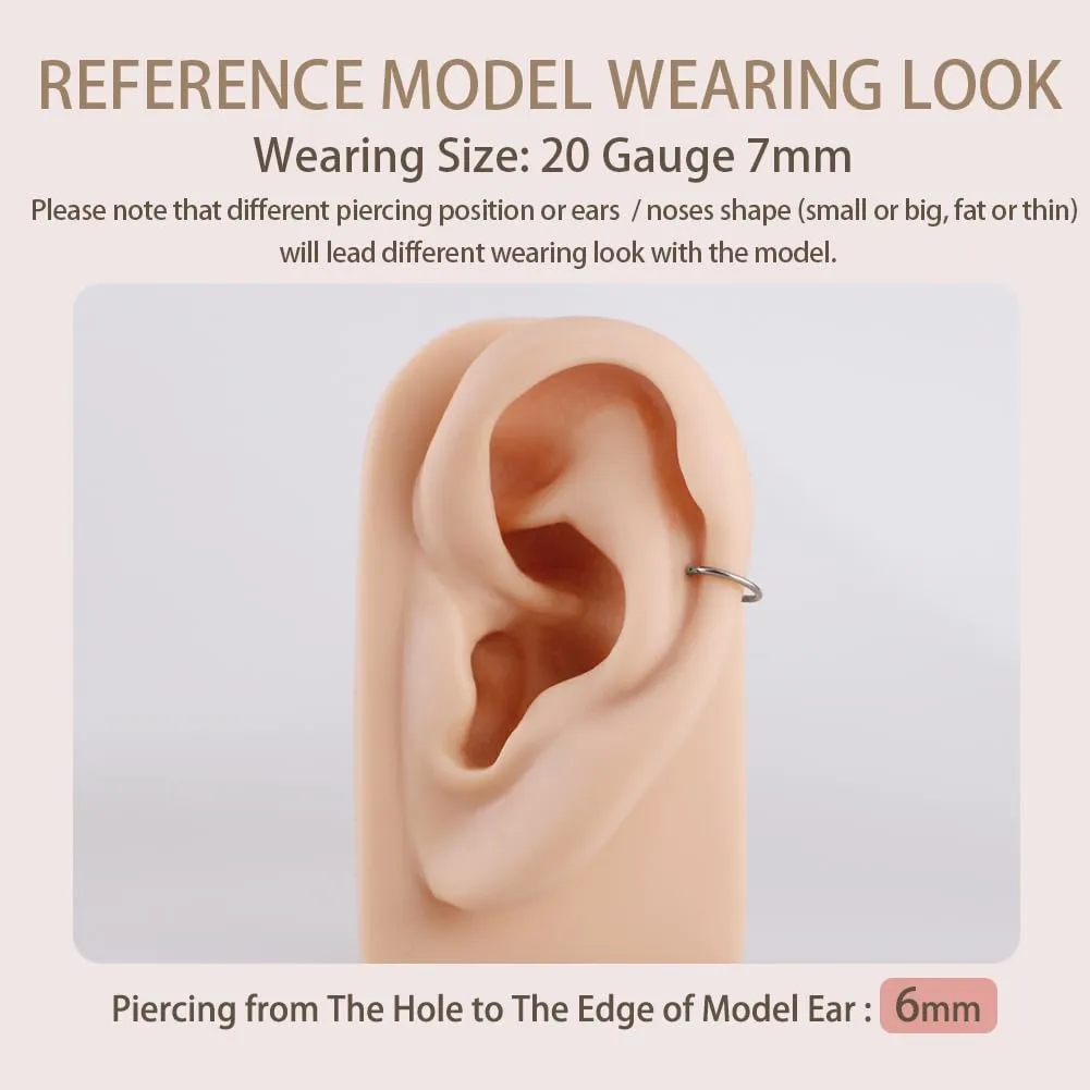 FANSING Men Women 316L Surgical Steel Hinged Nose Rings Hoop for Nostril Septum Cartilage Helix Daith Tragus Rook Conch Lip Ear Lobe Piercings