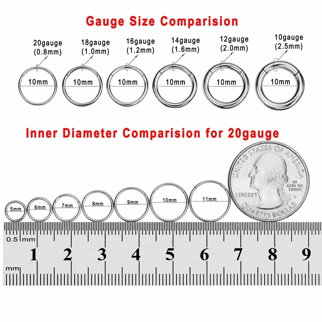 FANSING Men Women 316L Surgical Steel Hinged Nose Rings Hoop for Nostril Septum Cartilage Helix Daith Tragus Rook Conch Lip Ear Lobe Piercings