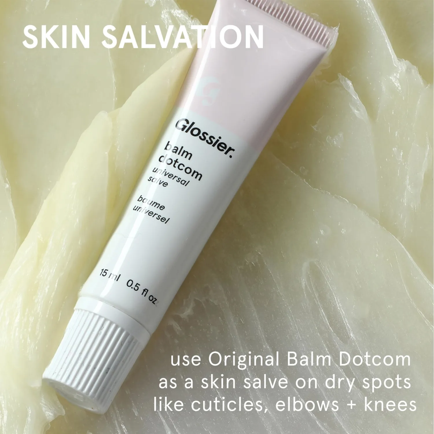 Glossier Balm Dotcom Hydrating Lip Balm - Universal Salve, Up to 12Hr Moisture - Lanolin, Beeswax & Castor Oil for Dry Lips, Cuticles & Skin - Original, Clear Fragrance-Free, 15ml