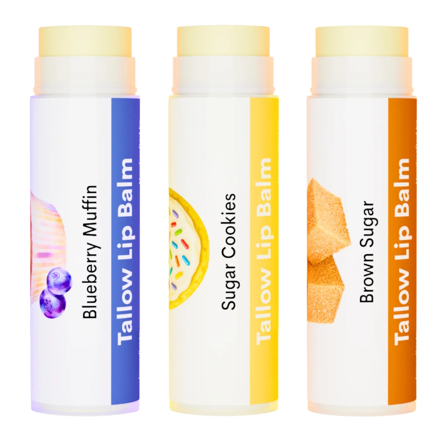 Tallow Lip Balm by Cattle Creek – All-Natural Ingredients, Long-Lasting Moisture and Hydration for Dry, Cracked, and Chapped Lips, Soothing Formula for Soft Skin (Pack of 3, Baker's Collection)