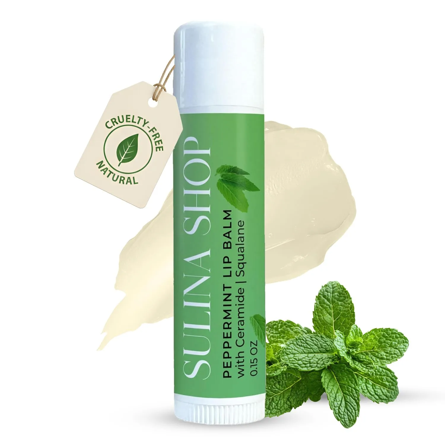 Peppermint Lip Balm Hydrating for Dry, Cracked Lips, Beeswax Lip Moisturizer Stick, Soothe Dryness, Restores Smoothness & Barrier Protection, Instant Moisture, Refreshing Lip Therapy - 0.15 Fl oz
