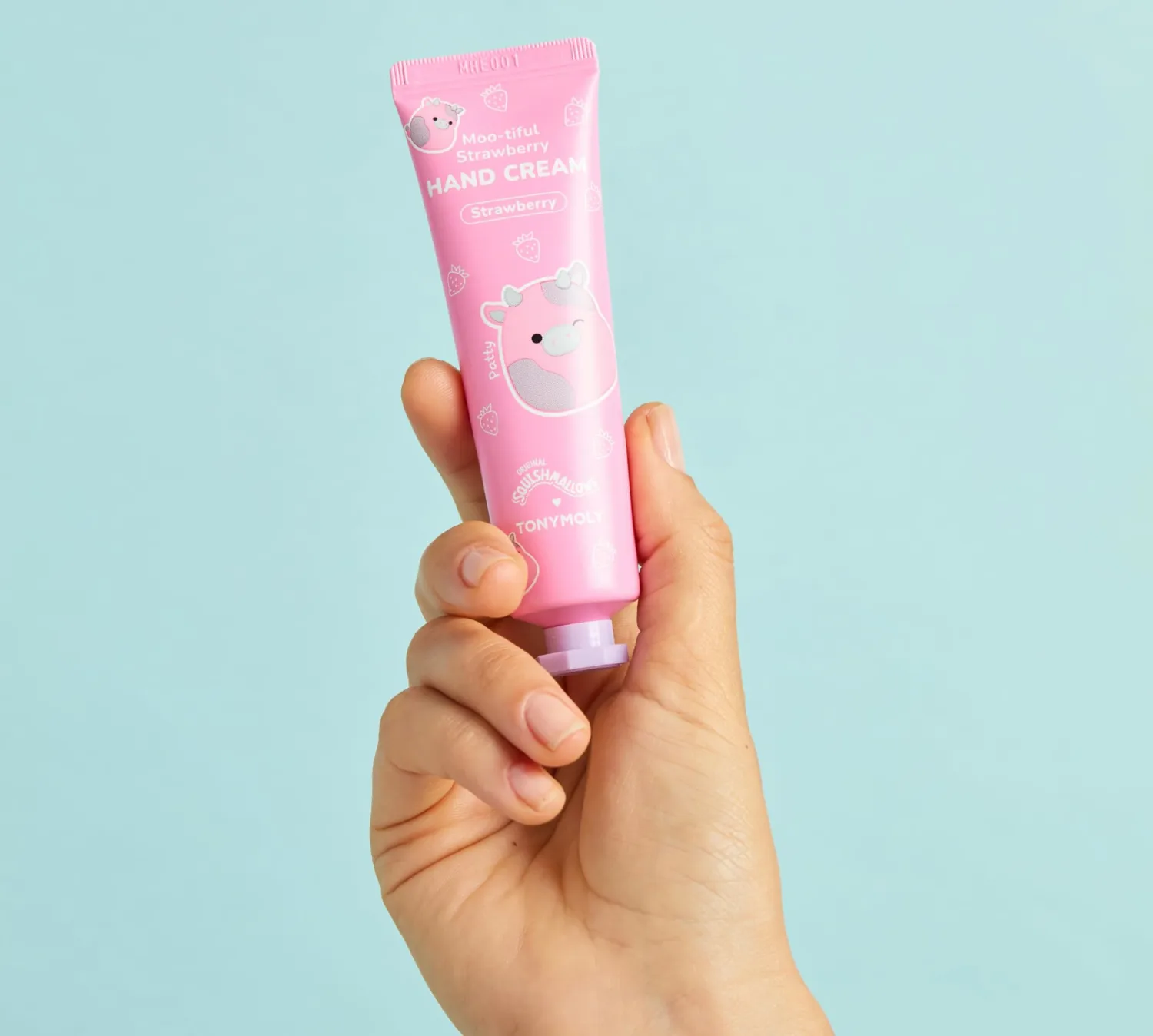 TONYMOLY x Squishmallows Patty the Cow 2-Piece Skincare & Beauty Gift Set – Strawberry Hand Cream & Strawberry Shortcake Lip Gloss – Cute Korean Skincare Gift
