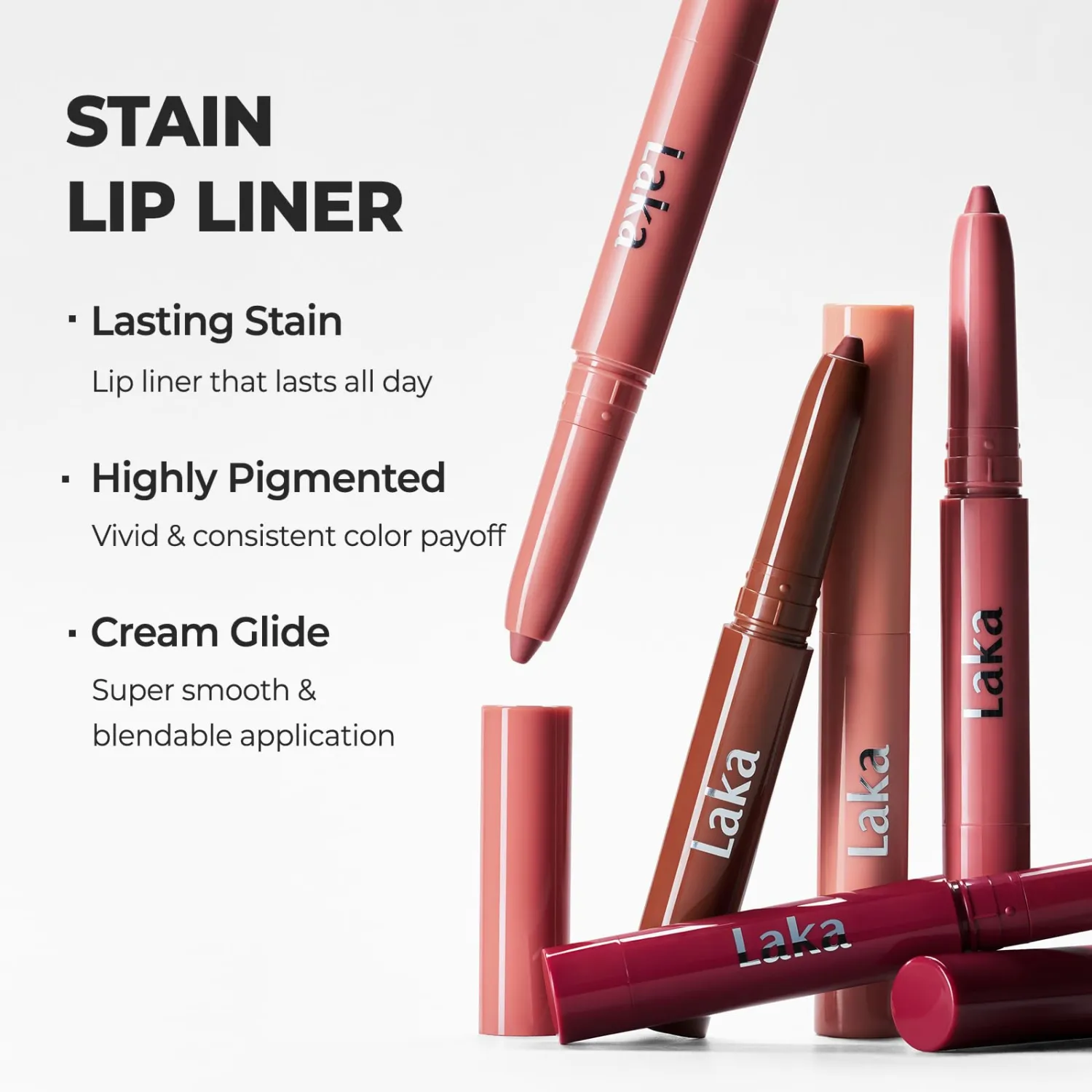 Laka Lip Liner, Deep Brown Lip Liner, Rich Cream Glide Texture, Semi-Matte Finish for Shaping Lips, Smooth Application, K-Beauty​, Korean Makeup, 0.02oz, #08 Burnt Brown