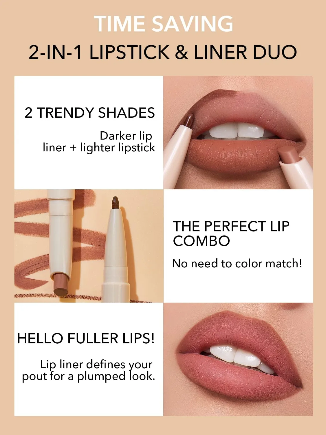 SHEGLAM 2 In 1 Matte Lip Liner and Long Lasting Lipstick Set Makeup-Cherry Fudge