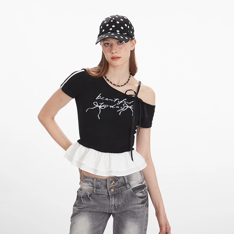 Women's Ballet-Style Off-Shoulder Slim-Fit Short Top For Summer