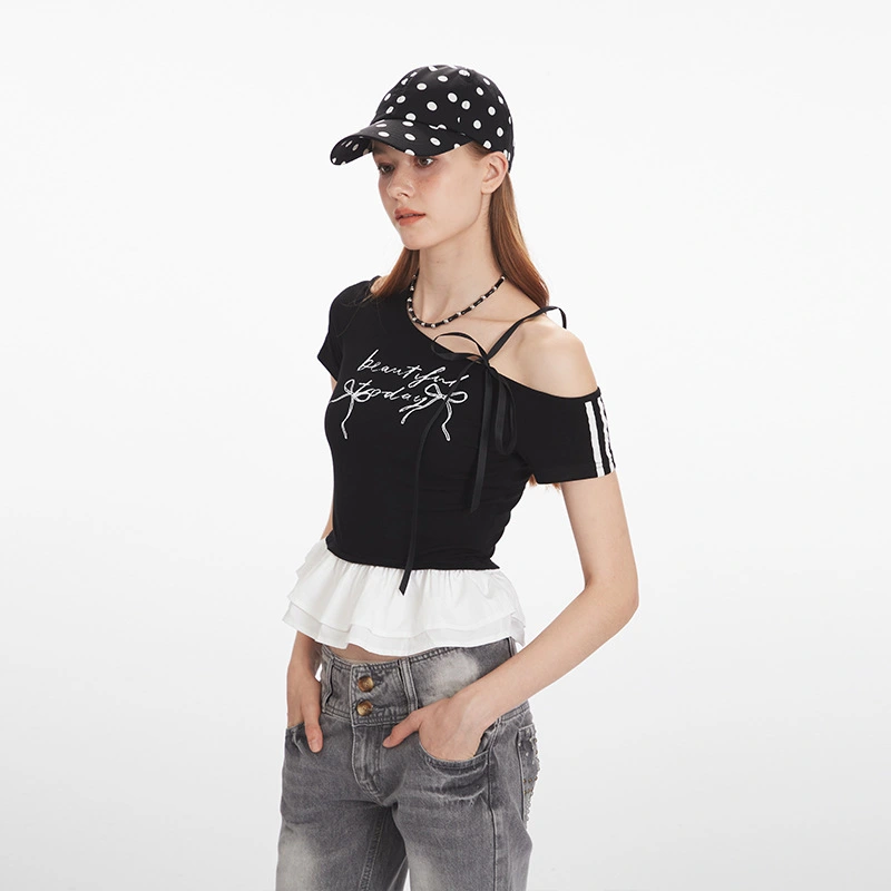 Women's Ballet-Style Off-Shoulder Slim-Fit Short Top For Summer