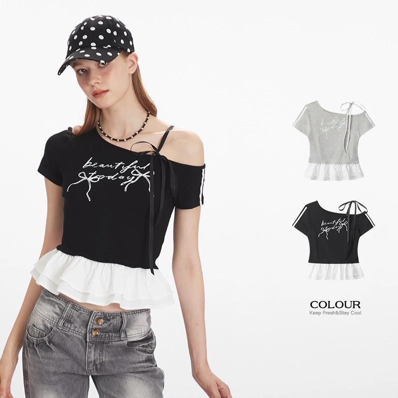 Women's Ballet-Style Off-Shoulder Slim-Fit Short Top For Summer
