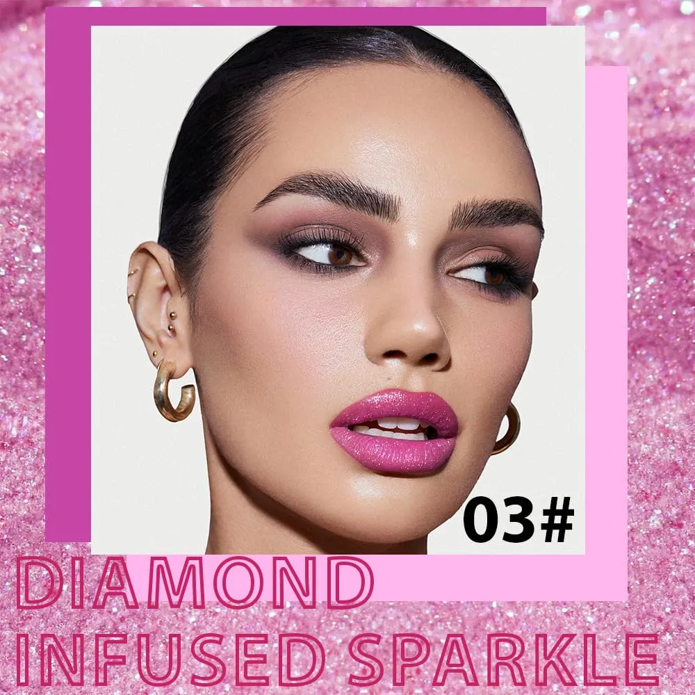 Lavender Purple Metallic Lipstick for Women,Lightweight Comfortable Non-Drying Shimmer Frosted Lipstick,Glitter Lip Gloss Stain Long Lasting Waterproof Smudge Proof 24 Hour Full Coverage Lip Makeup