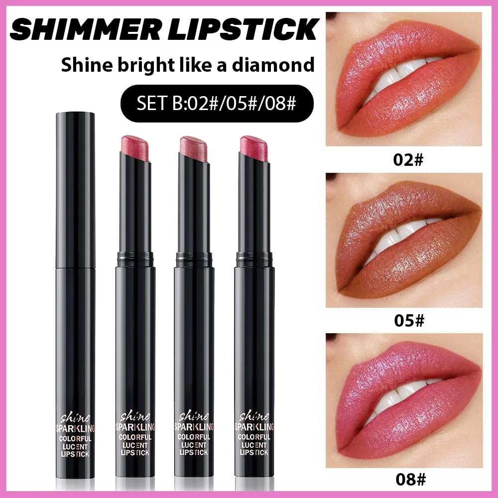 3Pcs Brown Mauve Rose Metallic Lipstick for Women,Lightweight Non-Drying Shimmer Frosted Lipstick,Glitter Lip Gloss Stain Long Lasting Waterproof Smudge Proof 24 Hour Full Coverage Lip Makeup,Vegan