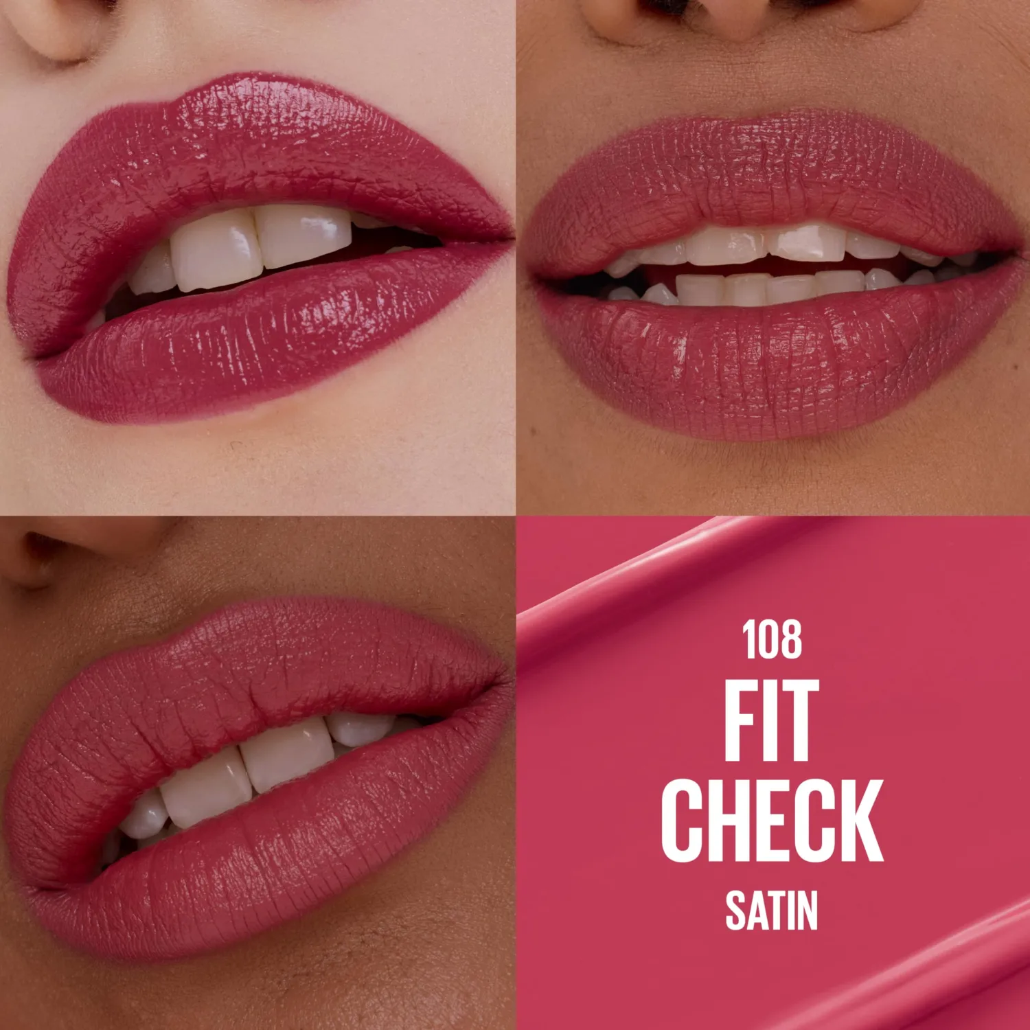 MAYBELLINE Serum Lipstick, Hydrating Lip Makeup with 8HRs of Lip Plumping Moisture with Hyaluronic Acid + Oil Blend, Fit Check (Midtone Cool Pink Satin)