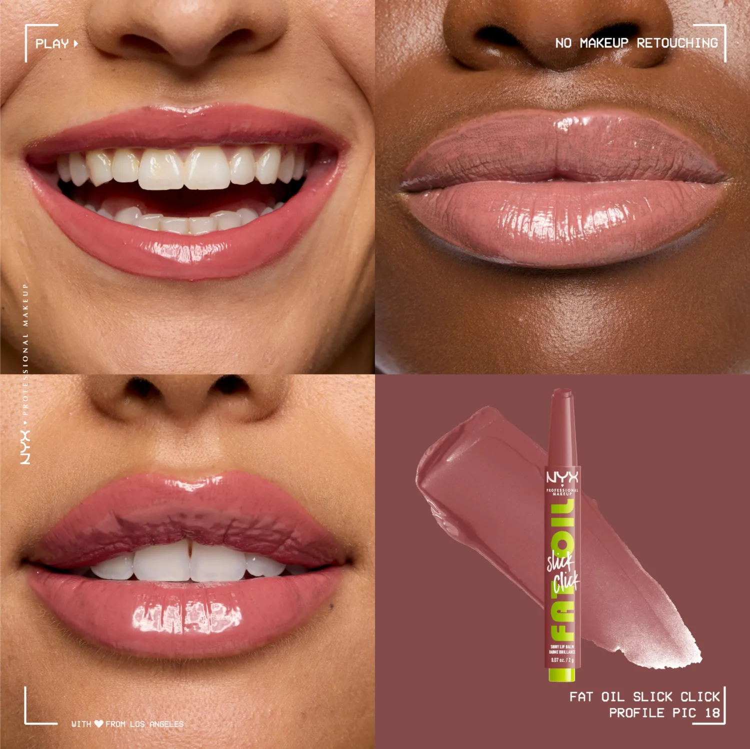 NYX PROFESSIONAL MAKEUP Fat Oil Slick Click, Lightweight, Buildable Pigmented Vegan Lip Balm - Profile Pic (Pink)