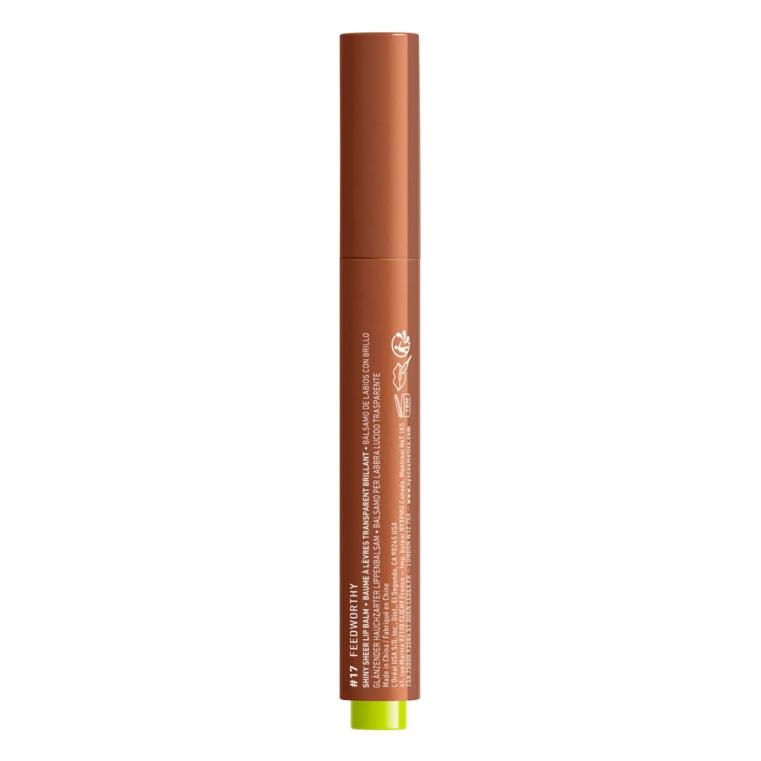 NYX PROFESSIONAL MAKEUP Fat Oil Slick Click, Lightweight, Buildable Pigmented Vegan Lip Balm - Feedworthy (Bronze)