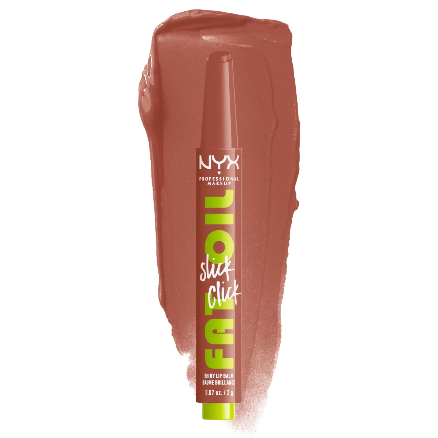 NYX PROFESSIONAL MAKEUP Fat Oil Slick Click, Lightweight, Buildable Pigmented Vegan Lip Balm - Verified (Nude)
