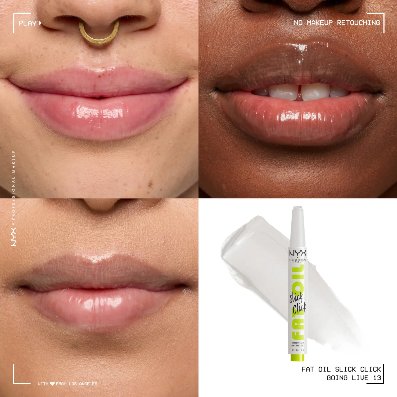 NYX PROFESSIONAL MAKEUP Fat Oil Slick Click, Lightweight, Buildable Pigmented Vegan Lip Balm - Going Live
