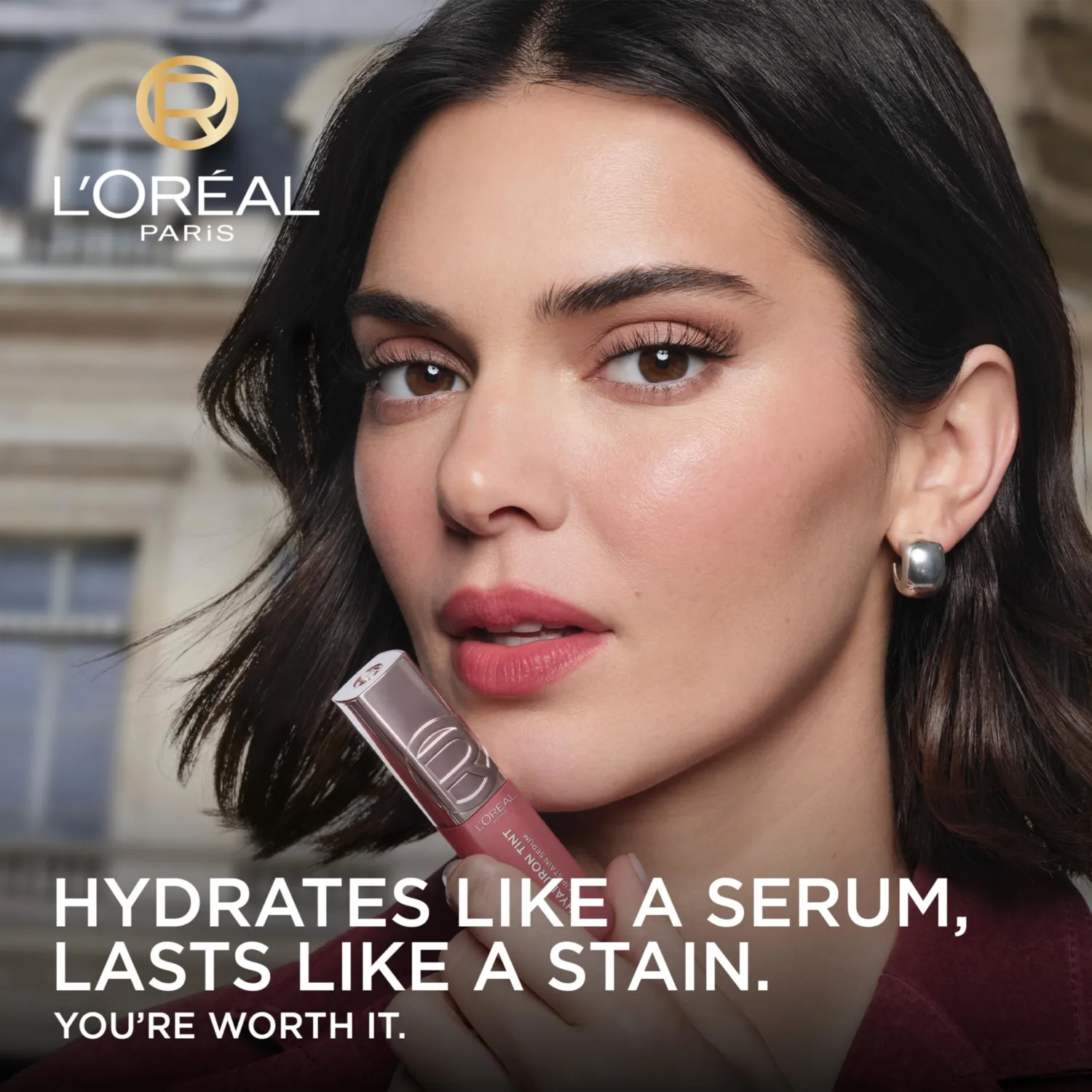 L'Oreal Paris Hyaluron Tint Lip Stain Serum, Long Lasting, Hydrating Lip Makeup Infused with Hyaluronic Acid, 490 Berry Jolie (Rich Deep Berry)