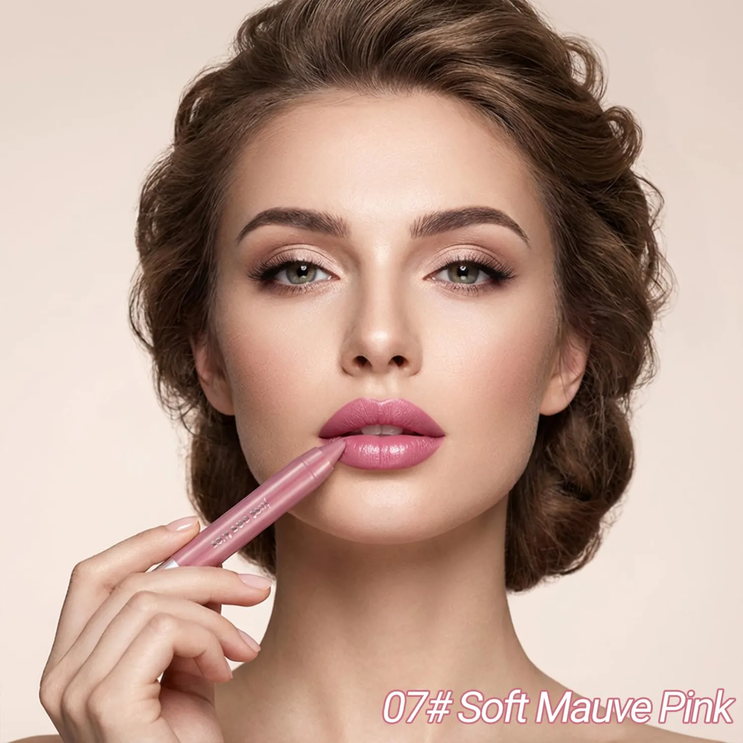 Erinde Matte Lipstick Lip Liner Crayon for Women, Natural Nude Lipstick Lip Liner Pencil, Moisturizing Smooth Lip Stick Lipliner Waterproof Long Lasting, Vegan & Cruelty-Free, F07 Soft Mauve Pink