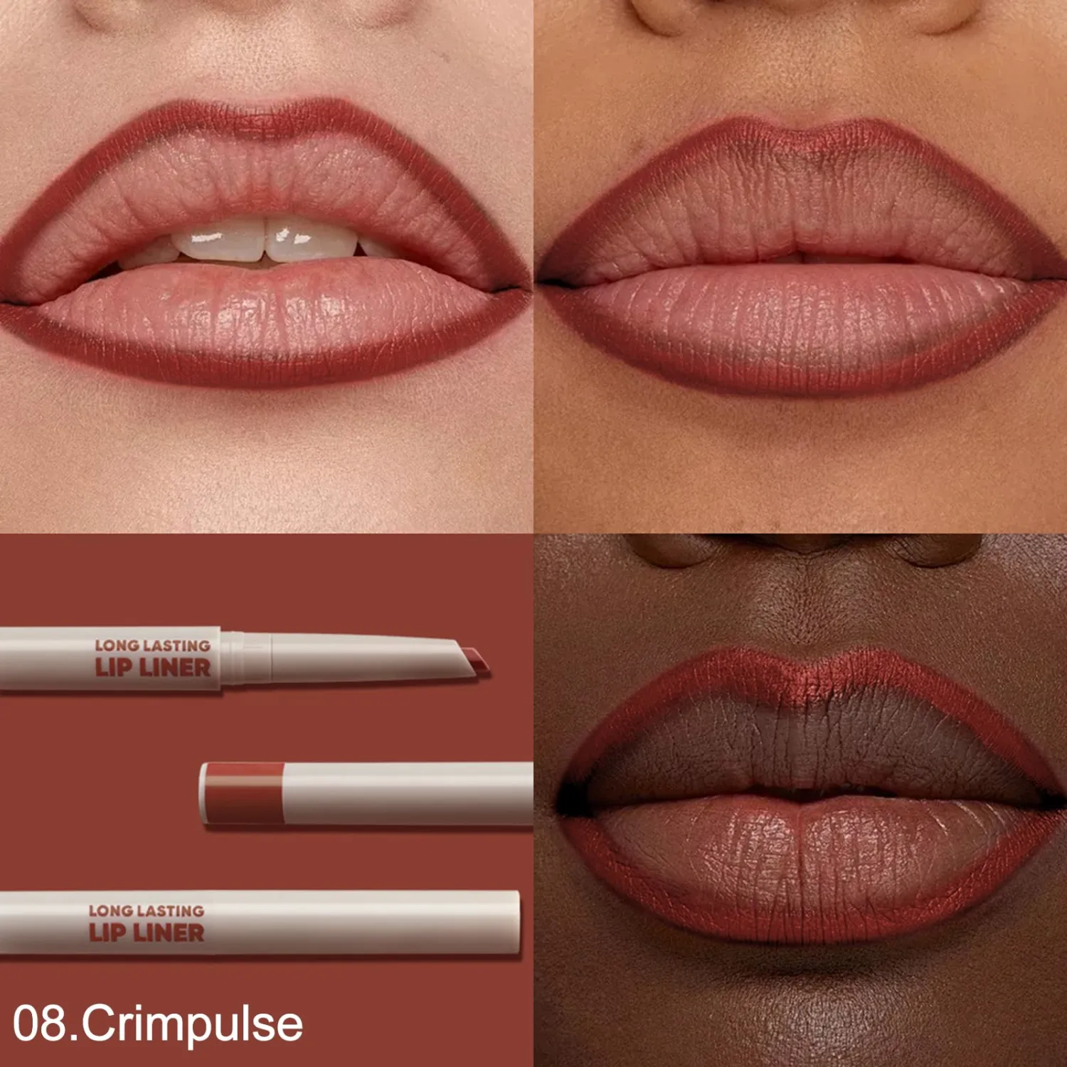 Erinde Long-Lasting Lipstick Pencil, 2-in-1 Matte Lipliner Pencil for Sculpting & Filling, Rich Color Creamy Waterproof Lip Liner Crayon, Lip Contour Tint Makeup, Vegan & Cruelty-Free, 08 Oxblood Red