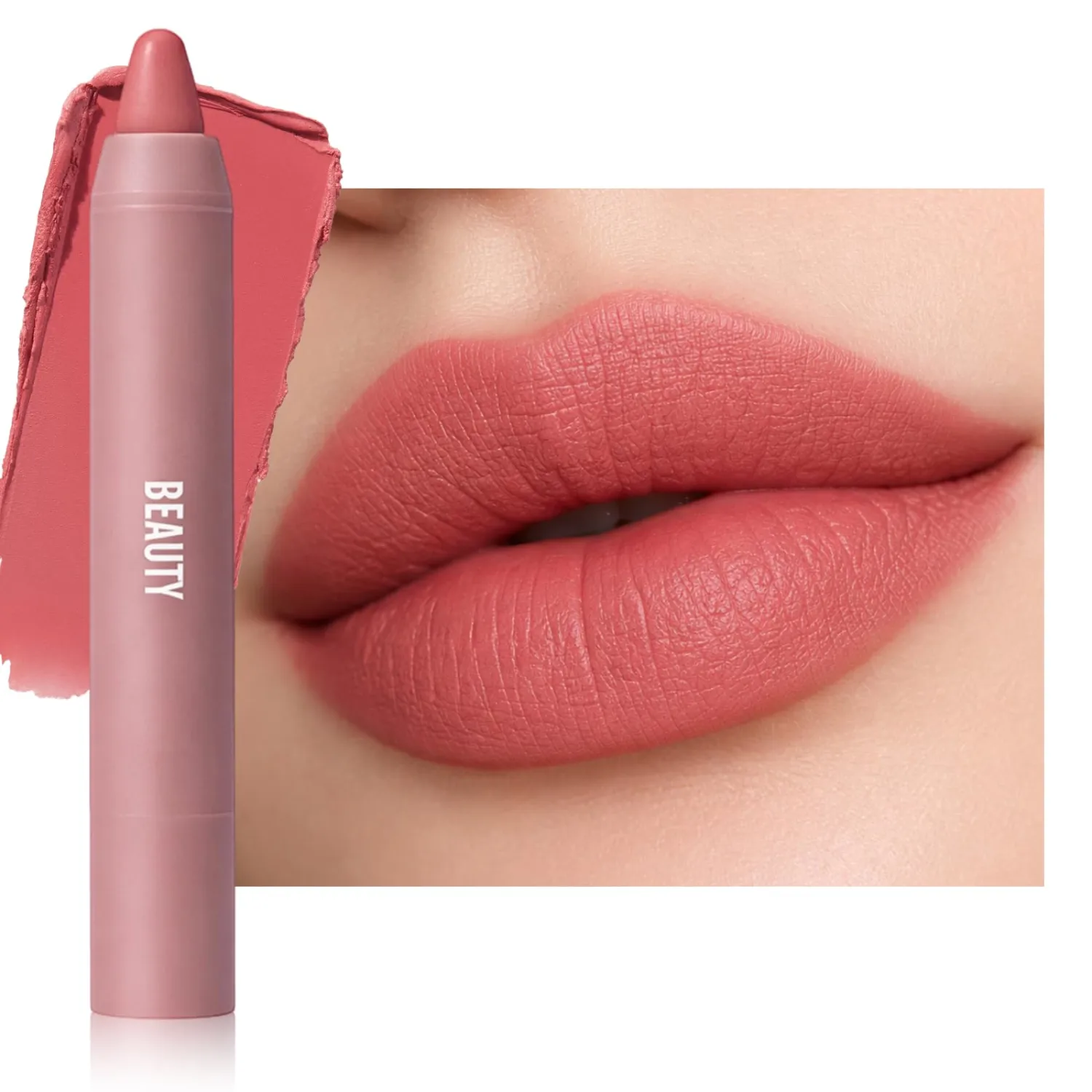 Erinde Matte Lipstick Lip Liner Crayon for Women, Natural Nude Lipstick Lip Liner Pencil, Neutral Lip Stick Lipliner Waterproof Long Lasting Smudge Proof, Vegan & Cruelty-Free, E01 Soft Rosewood