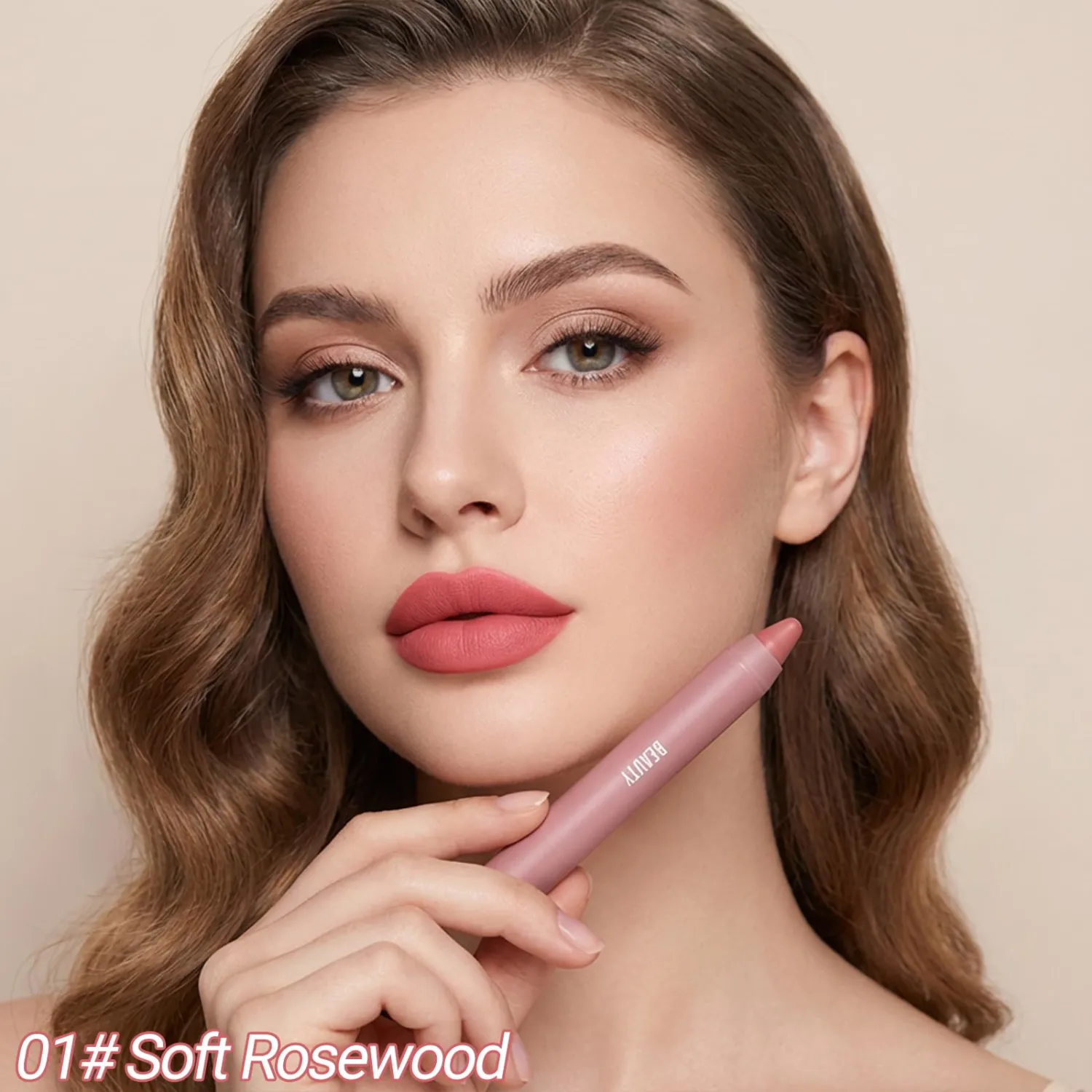 Erinde Matte Lipstick Lip Liner Crayon for Women, Natural Nude Lipstick Lip Liner Pencil, Neutral Lip Stick Lipliner Waterproof Long Lasting Smudge Proof, Vegan & Cruelty-Free, E01 Soft Rosewood