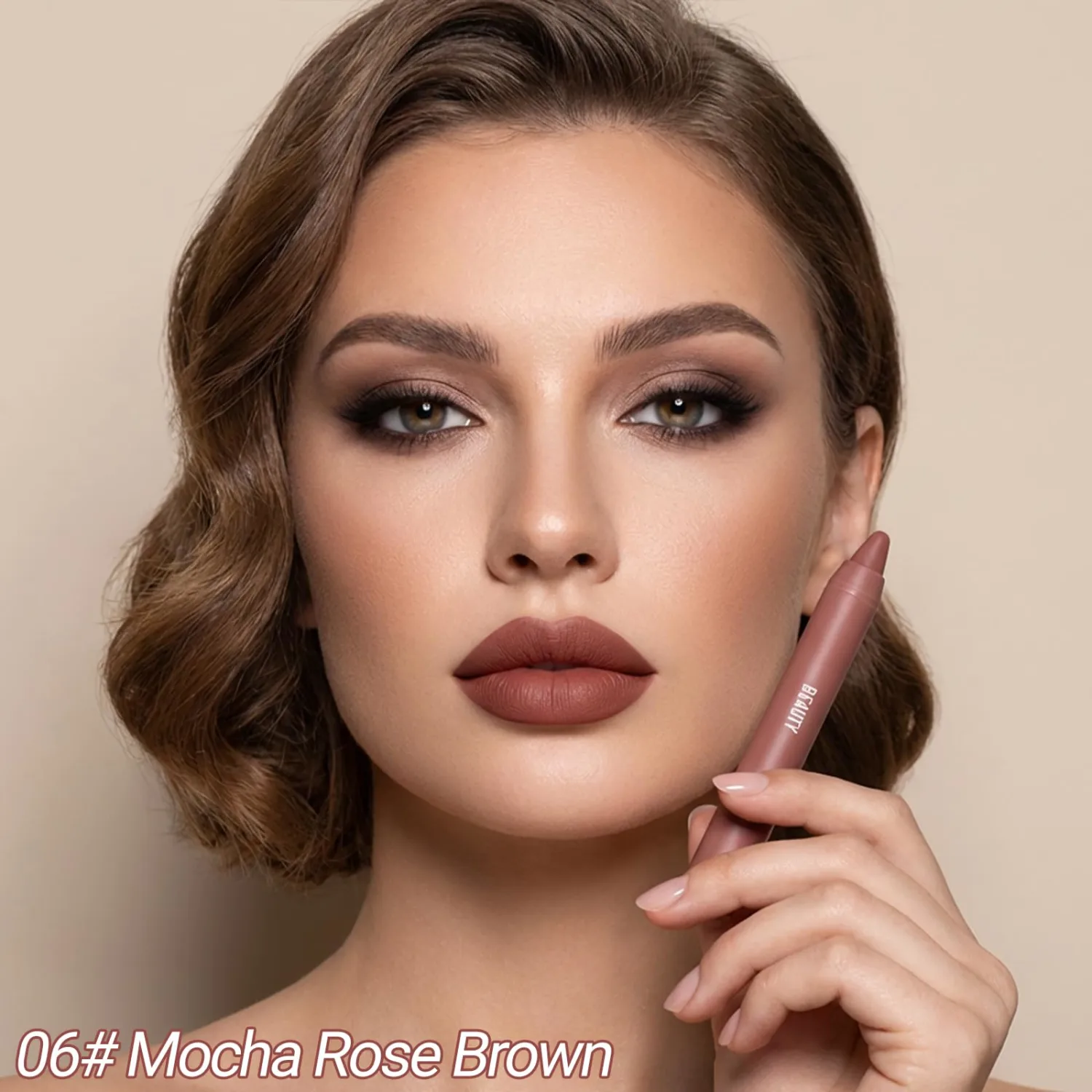 Erinde Matte Lipstick Lip Liner Crayon for Women, Natural Nude Lipstick Lip Liner Pencil, Neutral Lip Stick Lipliner Waterproof Long Lasting Smudge Proof, Vegan & Cruelty-Free, E06 Mocha Rose Brown