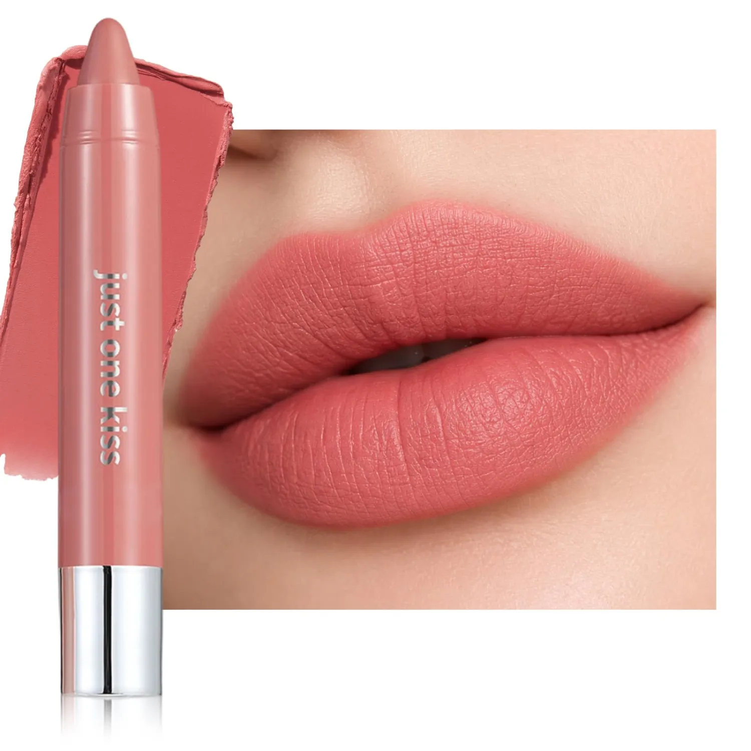 Erinde Matte Lipstick Lip Liner Crayon for Women, Natural Nude Lipstick Lip Liner Pencil, Moisturizing Smooth Lip Stick Lipliner Waterproof Long Lasting, Vegan & Cruelty-Free, F03 Soft Nude Pink