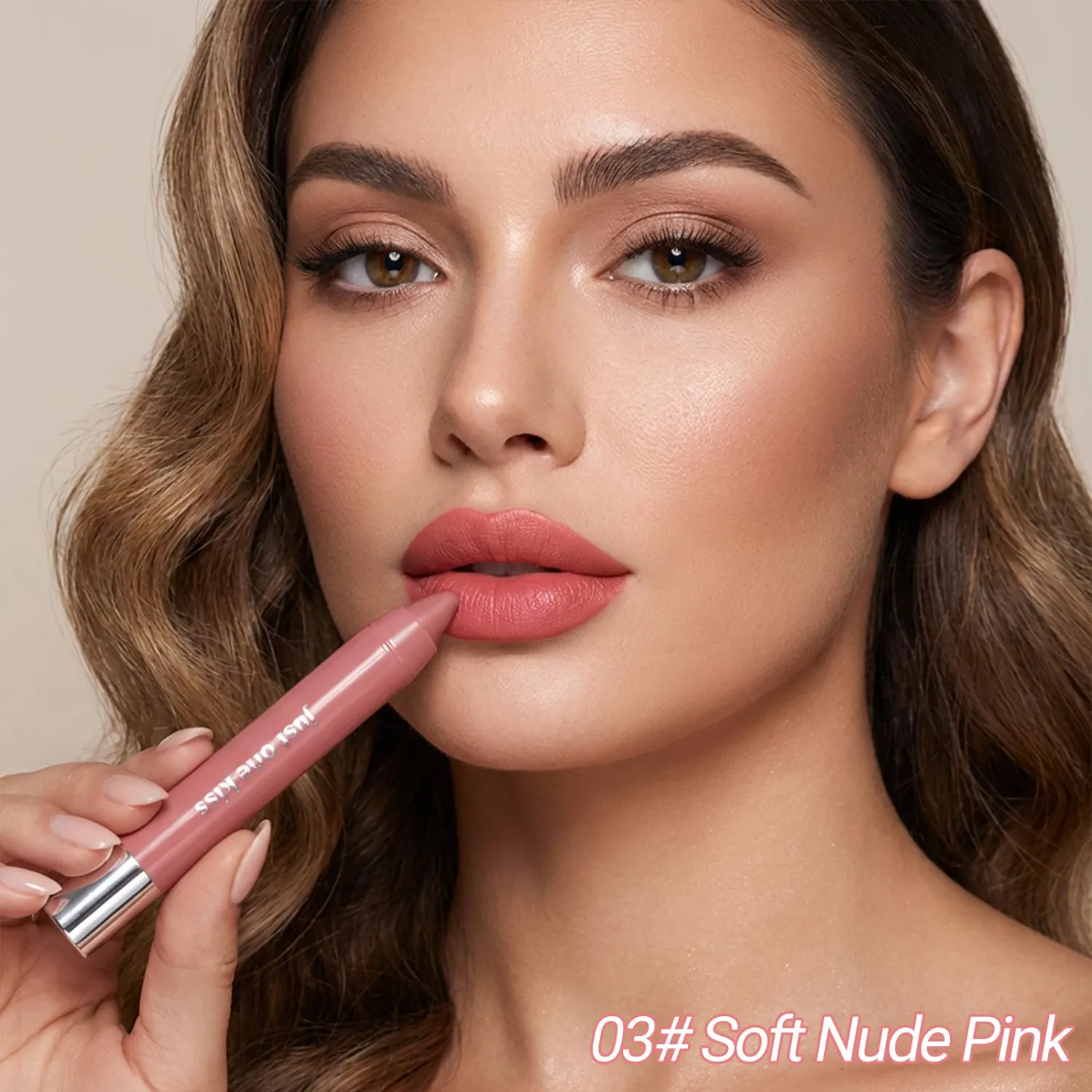 Erinde Matte Lipstick Lip Liner Crayon for Women, Natural Nude Lipstick Lip Liner Pencil, Moisturizing Smooth Lip Stick Lipliner Waterproof Long Lasting, Vegan & Cruelty-Free, F03 Soft Nude Pink