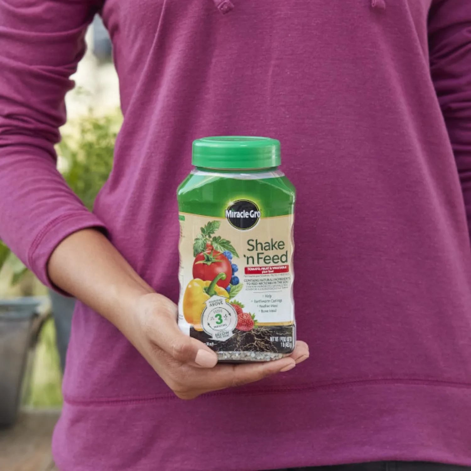 Miracle-Gro Shake 'N Feed Tomato, Fruit and Vegetable Plant Food, For In-Ground and Container Plants, Feeds up to 3 Months, 1 lb.