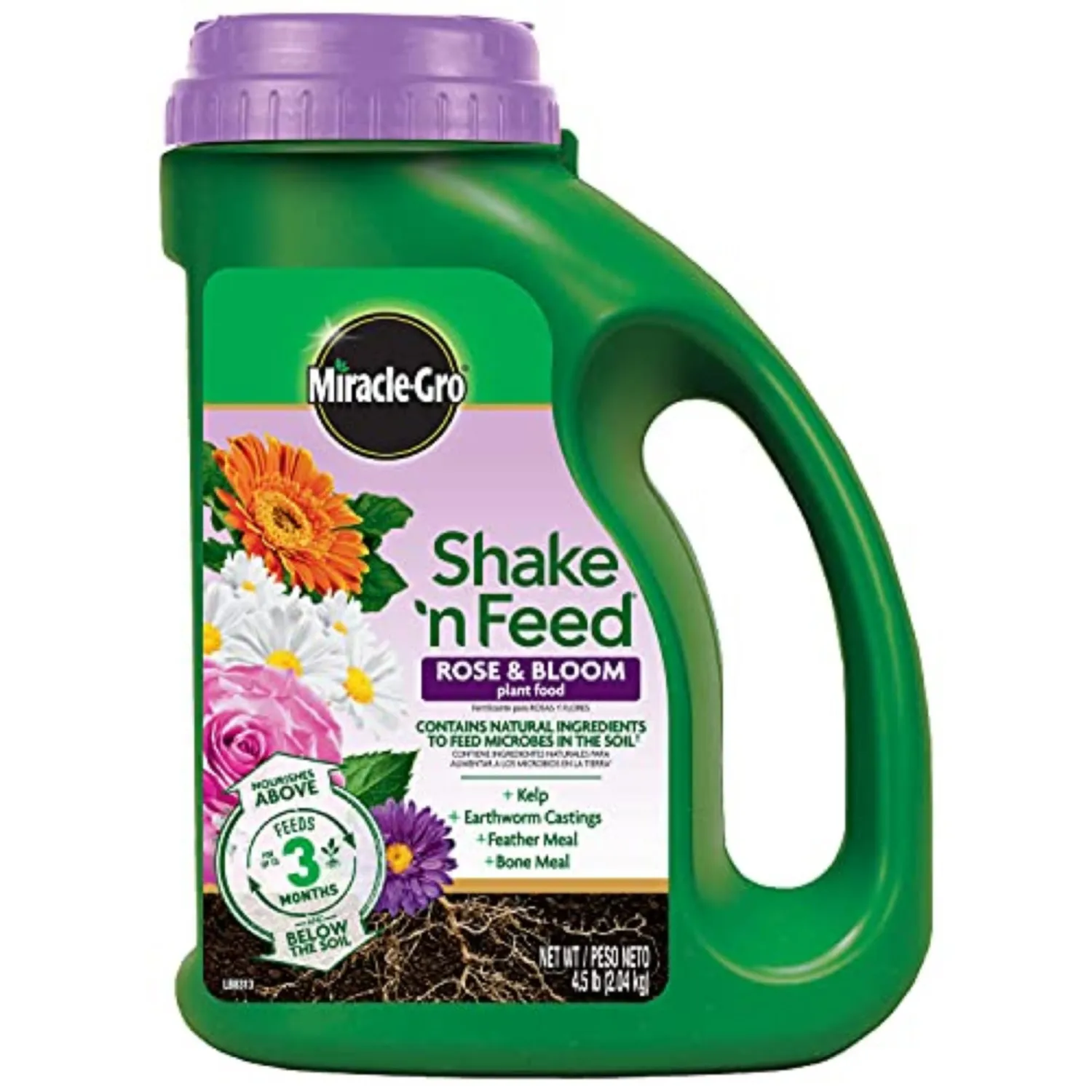 Miracle-Gro Shake 'n Feed Rose & Bloom Plant Food - Long-Lasting Granular Fertilizer for Flowering Plants, Feeds Up to 3 Months - 4.5 lbs.