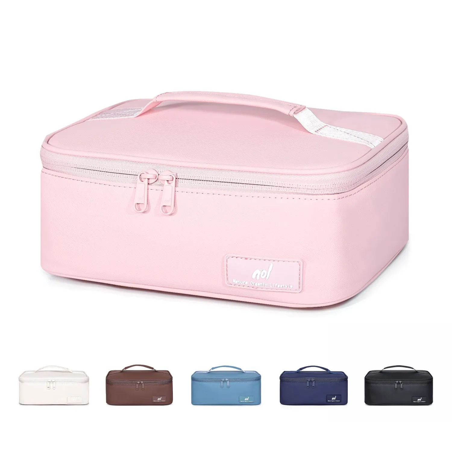NOL Natural Organic Lifestyle Insulated Lunch Bag for Adults – Compact Cooler Lunch Box with Food-Grade Lining, Waterproof Lunch Bag for Work, Travel | Portable Thermal Meal Tote with Handle, Pink