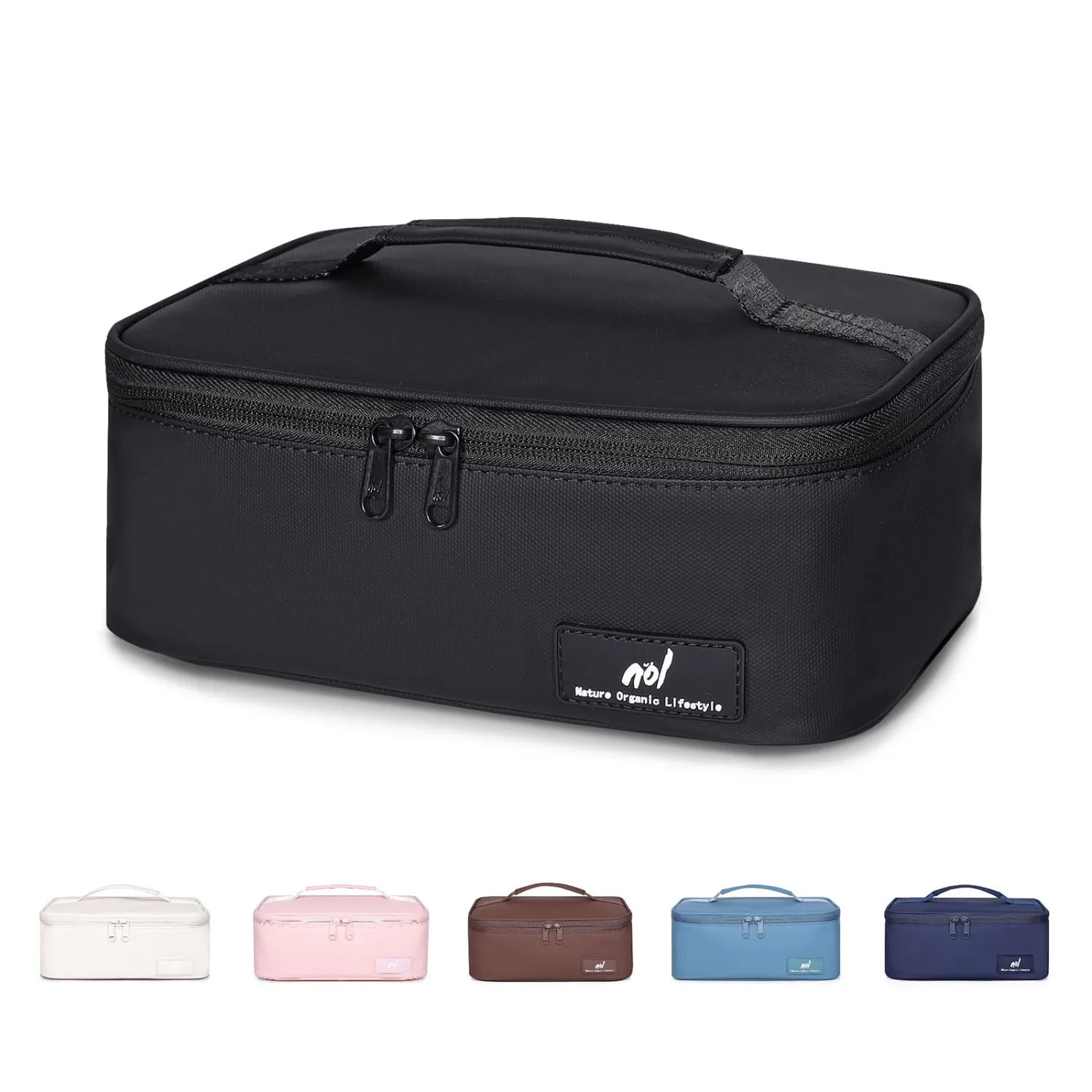 NOL Natural Organic Lifestyle Insulated Lunch Bag for Adults – Compact Cooler Lunch Box with Food-Grade Lining, Waterproof Lunch Bag for Work, Travel | Portable Thermal Meal Tote with Handle, Black