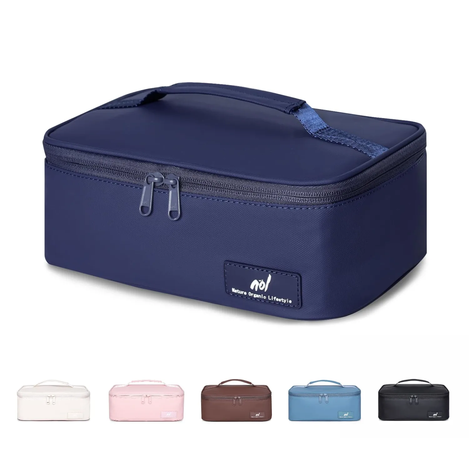 NOL Natural Organic Lifestyle Insulated Lunch Bag for Adults – Compact Cooler Lunch Box with Food-Grade Lining, Waterproof Lunch Bag for Work, Travel | Portable Thermal Meal Tote with Handle,Navy blue
