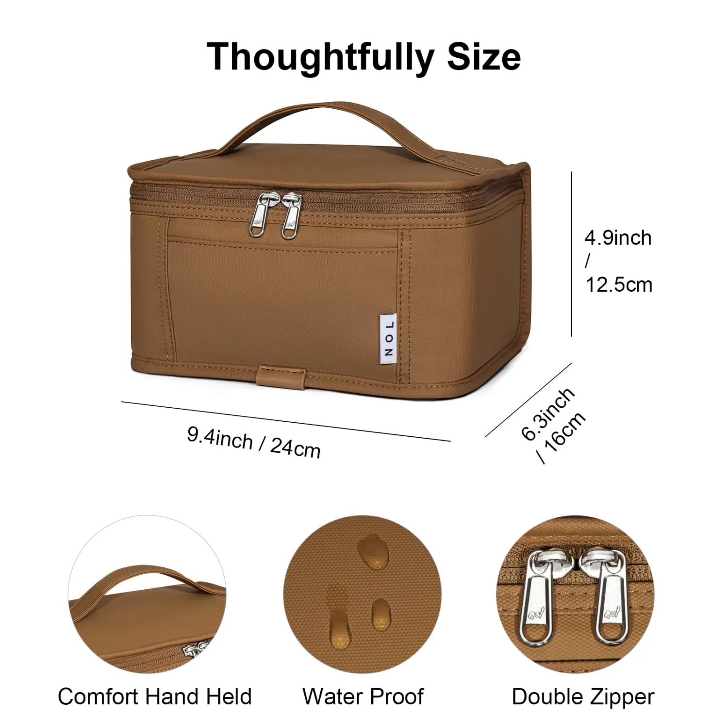 NOL Natural Organic Lifestyle Small Lunch Bag Mini Lunch Box Insulated Lunch Bag for Men/Women Leakproof Cooler Tote Bag Lightweight Nylon Waterproof Lunch Box For Work,Brown