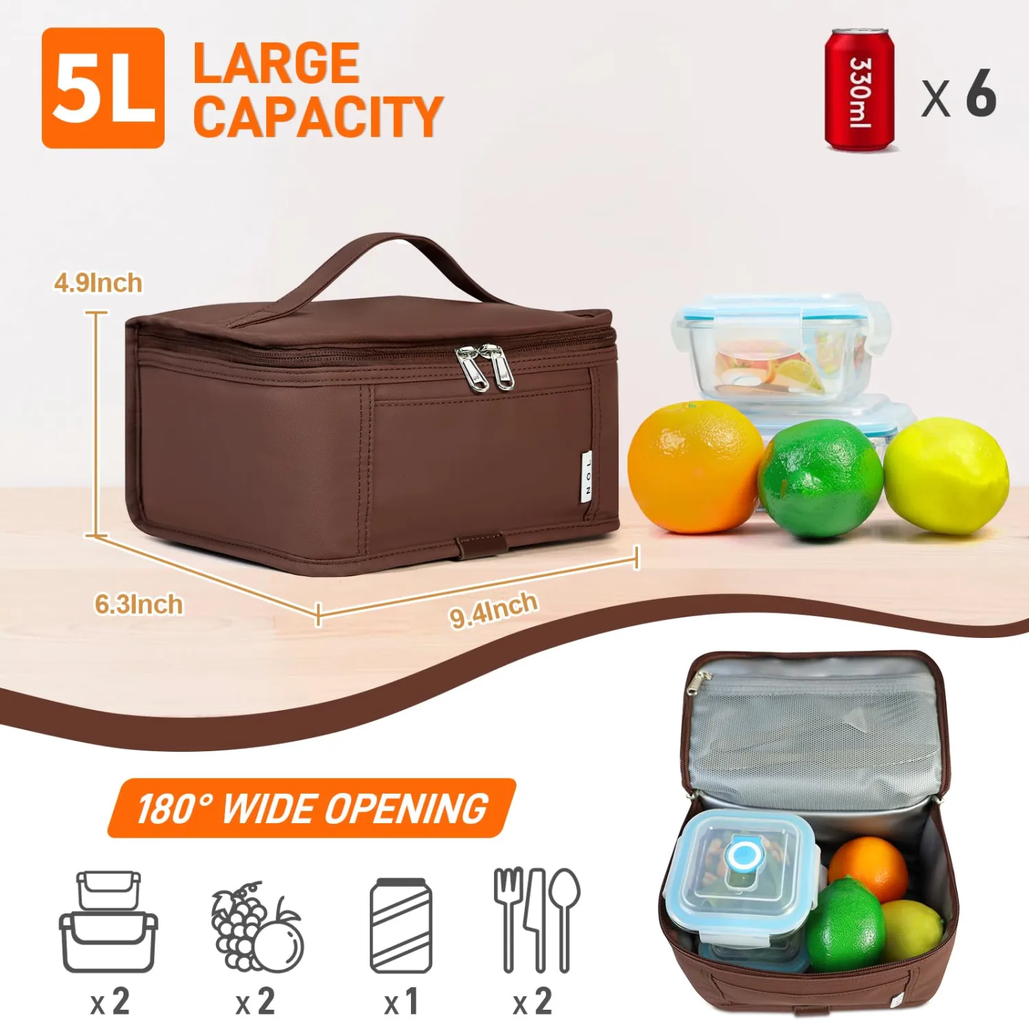 NOL Natural Organic Lifestyle Small Lunch Bag Mini Lunch Box Insulated Lunch Bag for Men/Women Leakproof Cooler Tote Bag Lightweight Nylon Waterproof Lunch Box For Work, Coffee