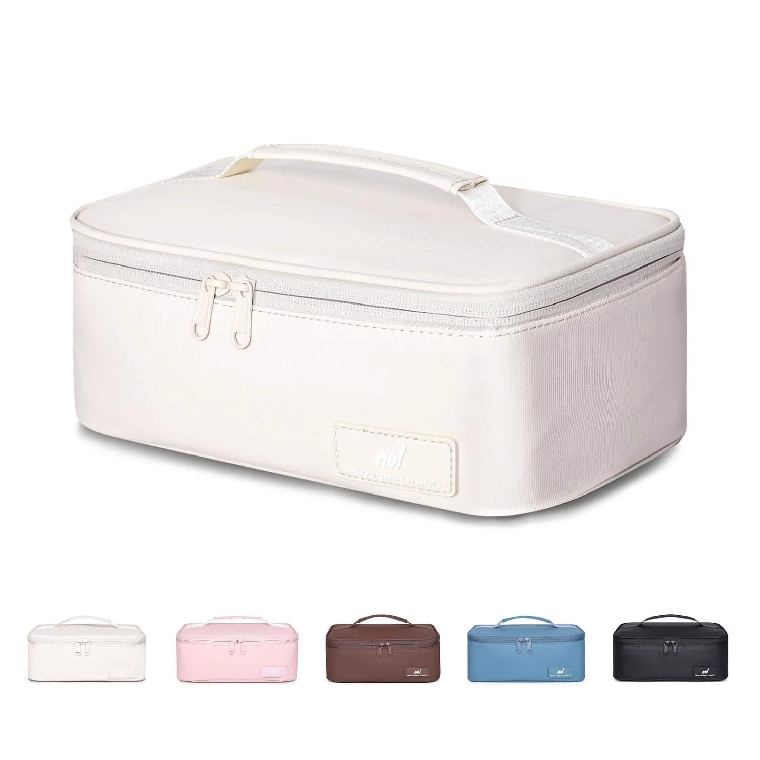 NOL Natural Organic Lifestyle Insulated Lunch Bag for Adults – Compact Cooler Lunch Box with Food-Grade Lining, Waterproof Lunch Bag for Work, Travel | Portable Thermal Meal Tote with Handle, Cream