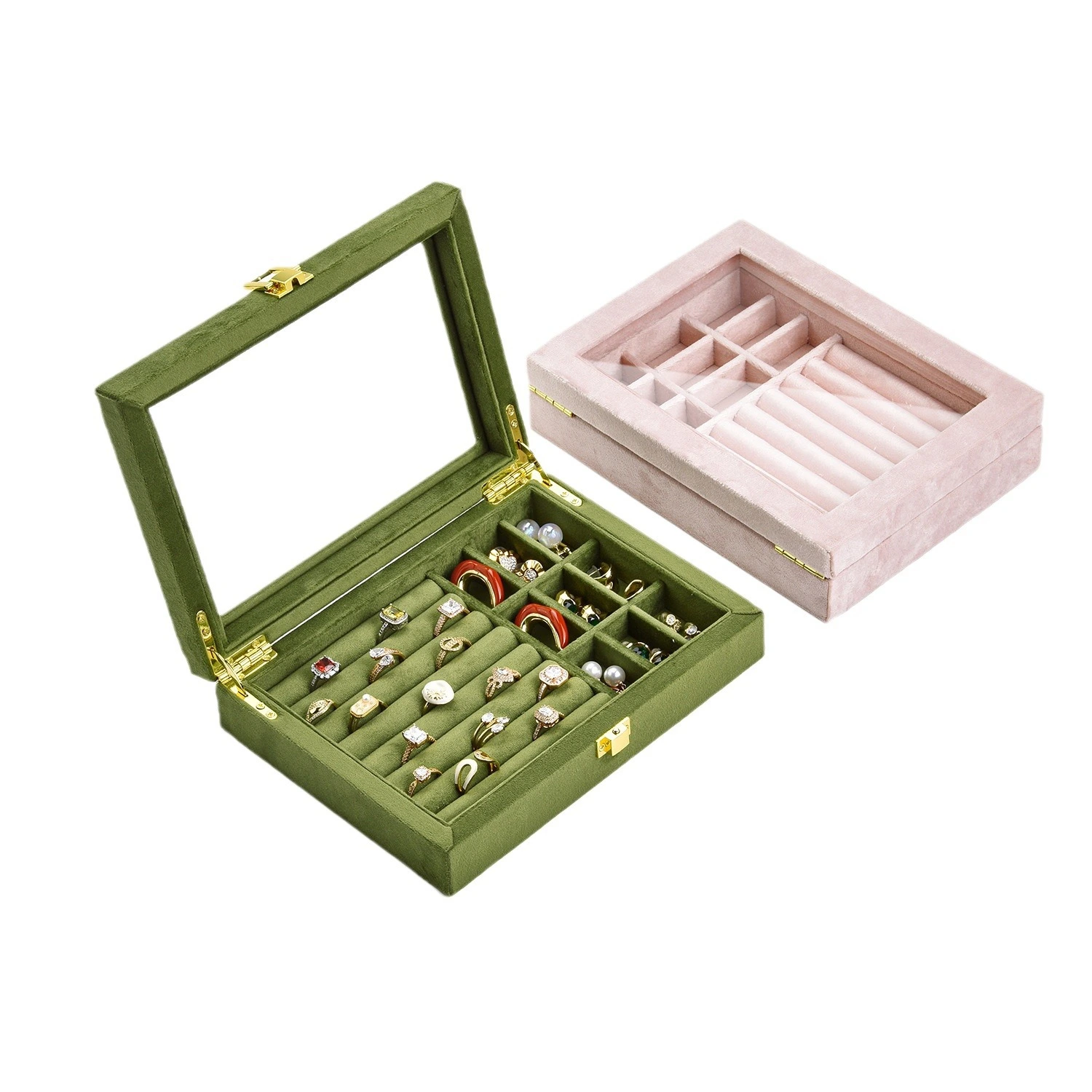 Window-open Ring And Earring Organizer Jewelry Box