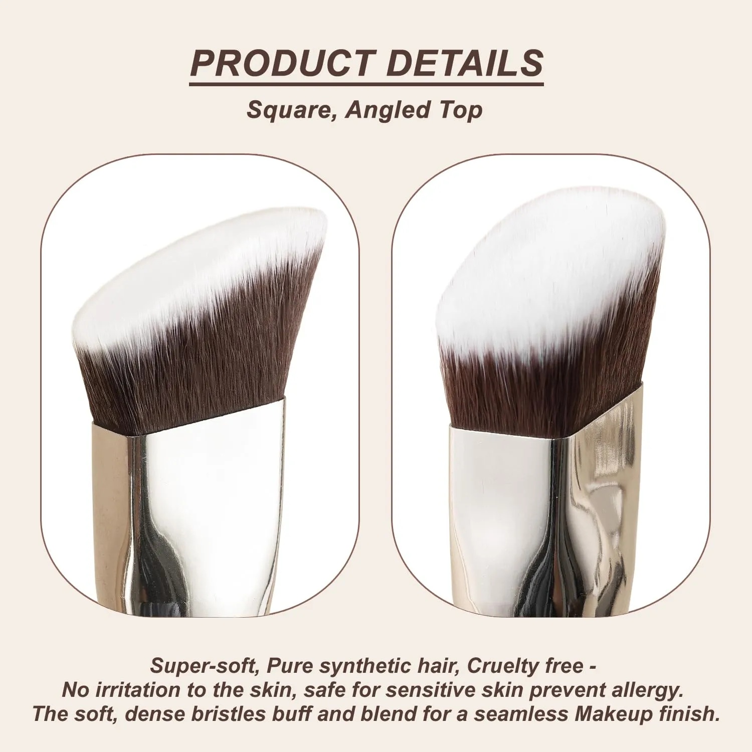 KINGMAS Makeup Brush Set, 3 Piece Angled Foundation Brushes, Synthetic Bristles with Black Handle for Concealer, Contour, Bronzer, Powder, Liquid, Cream Blending