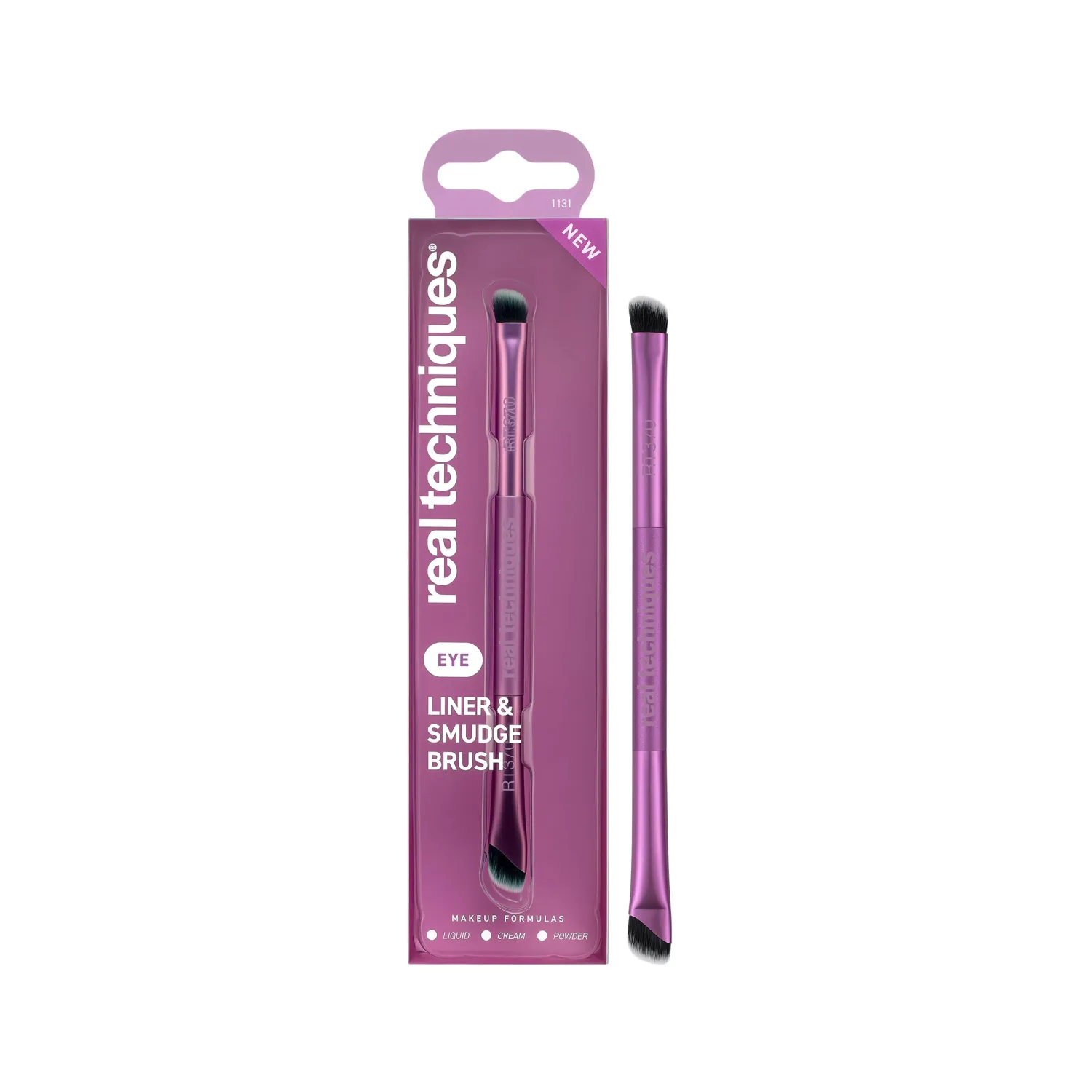 Real Techniques Liner & Smudge Brush, Dual-Ended Eye Brush for Eyeliner, Eyeshadow & Smoky Eye Blending, Precision Detail Makeup Brush with Soft Bristles, Cruelty-Free, 1 Count